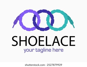 Laces Sneaker Shop logo or emblem. Shoelace vector isolated sign. 