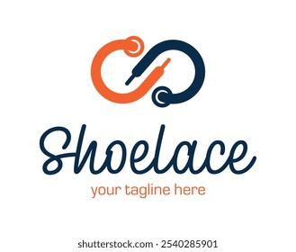 Laces Sneaker Shop logo or emblem. Shoelace vector isolated sign. 