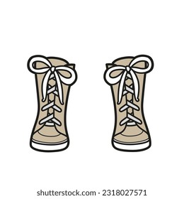 Lace-up high boots color variation for coloring page on a white background