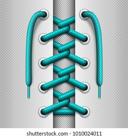 Lacing with elements of a shoe or garment. Loop Back tying of shoelaces. Vector realistic illustration.