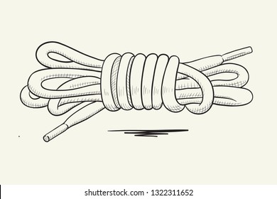 Lacing shoes knot. Hand drawn vector illustration.