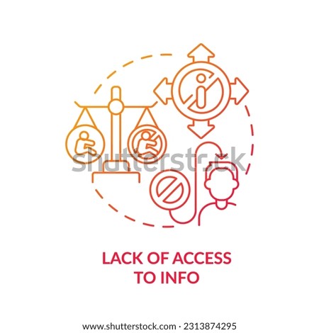 Lack of access to info red gradient concept icon. Information ignorance. Lack of knowledge. Sexual education. Reproductive healthcare abstract idea thin line illustration. Isolated outline drawing