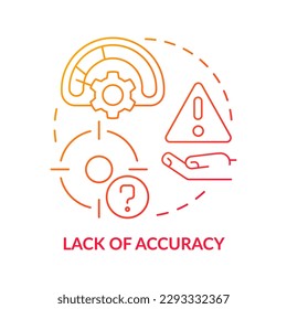 Lack of accuracy red gradient concept icon. Unpredictability. Challenge faced by corporate treasurers abstract idea thin line illustration. Isolated outline drawing. Myriad Pro-Bold font used