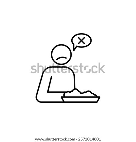 Lack of appetite icon in liner stroke style