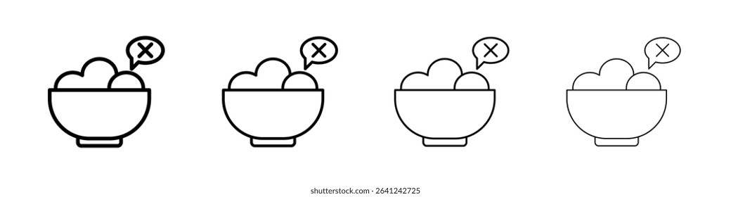 Lack of appetite icon Outline sign symbol set