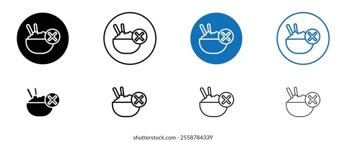 Lack of appetite icon set in black and blue colors