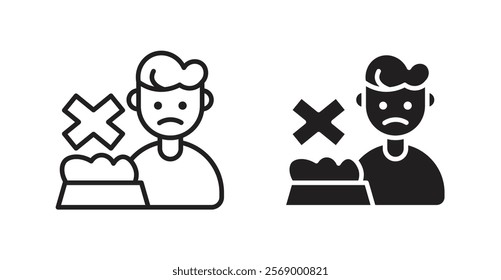 Lack of appetite icon set vector graphics designs