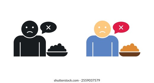 Lack of appetite icons in black and colored version