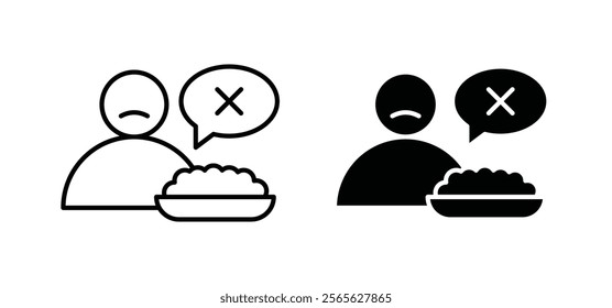 Lack of appetite icons in black and white colors