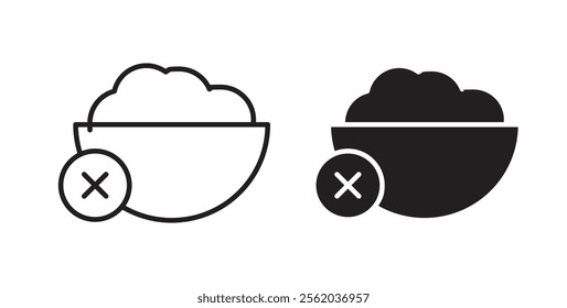 Lack of appetite icons in flat and line style set.