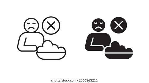 Lack of appetite icons in line stroke and flat versions