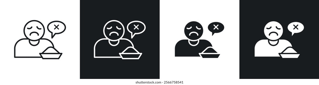 Lack of appetite icons in Thin line black color. flat simple vector symbols illustration.