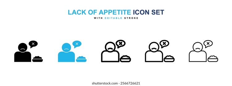 Lack of appetite icons vector collection pack.