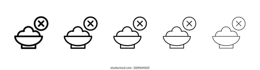 Lack of appetite icons vectors set in different stroke lines