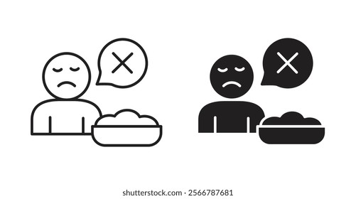 Lack of appetite vector line icon illustration