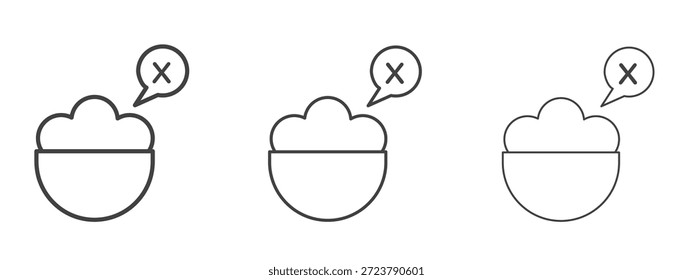 Falta de icono de apetito en el estilo de doodle de arte de línea. Signo de contorno de trazo editable, eps 10