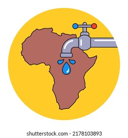 lack of clean drinking water on the African continent. flat vector illustration.