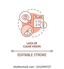 Lack of clear vision orange concept icon. Poor planning. Brand longevity challenge abstract idea thin line illustration. Isolated outline drawing. Editable stroke. Arial, Myriad Pro-Bold fonts used
