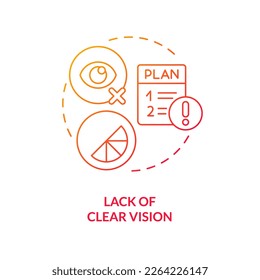 Lack of clear vision red gradient concept icon. Poor campaign planning. Brand longevity challenge abstract idea thin line illustration. Isolated outline drawing. Myriad Pro-Bold font used