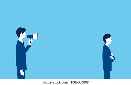 lack of communication image,vector illustration,blue background