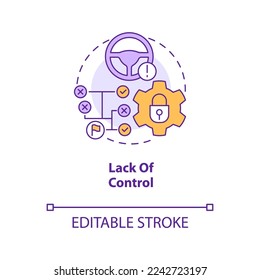 Lack of control concept icon. Outsourcing disadvantage abstract idea thin line illustration. Mismanagement. No authority. Isolated outline drawing. Editable stroke. Arial, Myriad Pro-Bold fonts used