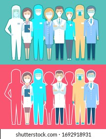 Lack of doctors, nurses at work in hospitals. Death, illness of medical personnel through Covid-19. Emotional burnout, fatigue. Set of Abstract images of situations in hospitals. The battery is low