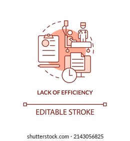 Lack of efficiency terracotta concept icon. Barrier to access healthcare abstract idea thin line illustration. Isolated outline drawing. Editable stroke. Arial, Myriad Pro-Bold fonts used