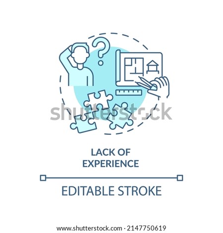 Lack of experience turquoise concept icon. Disadvantage of zero-energy building abstract idea thin line illustration. Isolated outline drawing. Editable stroke. Arial, Myriad Pro-Bold fonts used