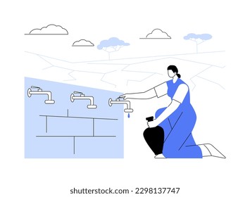 Lack of fresh water abstract concept vector illustration. Drinking water contamination, lack of sanitation service, drought, shortage of fresh water, environmental issue abstract metaphor.