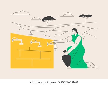 Lack of fresh water abstract concept vector illustration. Drinking water contamination, lack of sanitation service, drought, shortage of fresh water, environmental issue abstract metaphor.