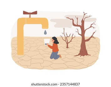 Lack of fresh water isolated concept vector illustration. Drinking water contamination, lack of sanitation service, drought, shortage of fresh water, environmental issue vector concept.