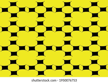 lack geometric pattern on a yellow background. Seamless texture. Vector graphics. 
