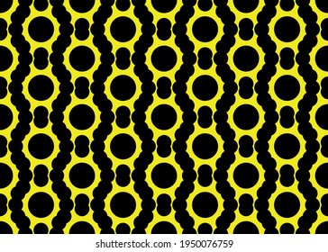 lack geometric pattern on a yellow background. Seamless texture. Vector graphics. 
