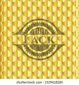 Lack gold badge. Scales pattern. Vector Illustration. Detailed.