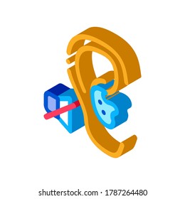 Lack of Hearing Deafness Icon Vector. Isometric Lack of Hearing Deafness sign. color isolated symbol illustration