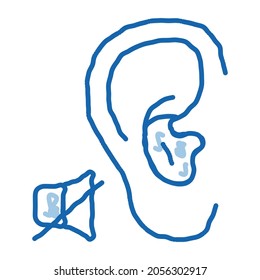 Lack of Hearing Deafness sketch icon vector. Hand drawn blue doodle line art Lack of Hearing Deafness sign. isolated symbol illustration