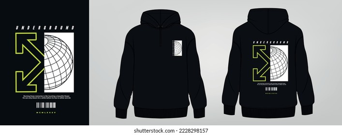 falta diseño artístico de hoodie, mundo atrás