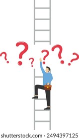 The lack of a ladder makes it impossible to reach, Vector illustration in flat style

