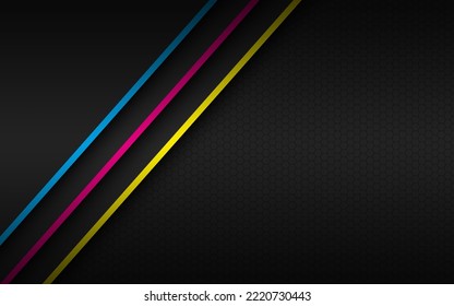 lack modern material background with overlapped layers and diagonal lines in cmyk colors. Template for your business. Vector abstract widescreen background