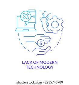 Lack of modern technology blue gradient concept icon. Money deficit. Problem in public schools abstract idea thin line illustration. Isolated outline drawing. Myriad Pro-Bold font used