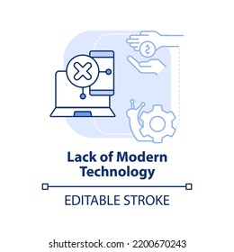 Lack of modern technology light blue concept icon. Money deficit. Problem in schools abstract idea thin line illustration. Isolated outline drawing. Editable stroke. Arial, Myriad Pro-Bold fonts used