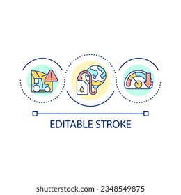 Lack of natural resources loop concept icon. Agricultural problems. Gas and oil limits abstract idea thin line illustration. Isolated outline drawing. Editable stroke. Arial font used