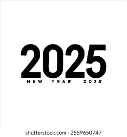 lack New year 2025 silhouette vector illustration on white background