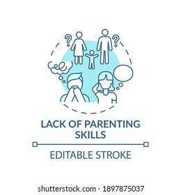 Lack of parenting skills turquoise concept icon. Problem with raising children. Parental neglect. Child safety idea thin line illustration. Vector isolated outline RGB color drawing. Editable stroke