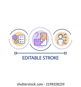 Lack of professional skills loop concept icon. Knowledge and qualities deficit. Work application abstract idea thin line illustration. Isolated outline drawing. Editable stroke. Arial font used