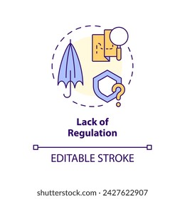 Lack of regulation multi color concept icon. Peer-to-peer lending. No insurance, government protection. Round shape line illustration. Abstract idea. Graphic design. Easy to use in marketing