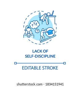 Lack of self discipline concept icon. Online education. Students frustration. Academic burnout idea thin line illustration. Vector isolated outline RGB color drawing. Editable stroke