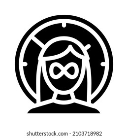 lack of sense of time glyph icon vector. lack of sense of time sign. isolated contour symbol black illustration