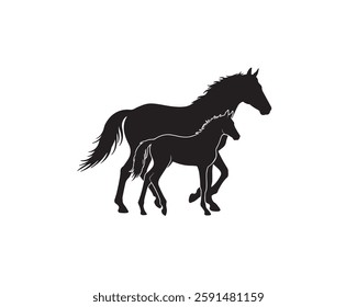 lack silhouette of horse Beautiful horse vector design rearing up horse Horses silhouette vector illustration.