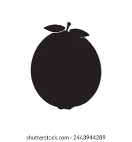 lack silhouette of a Lemon with thick outline side view isolated